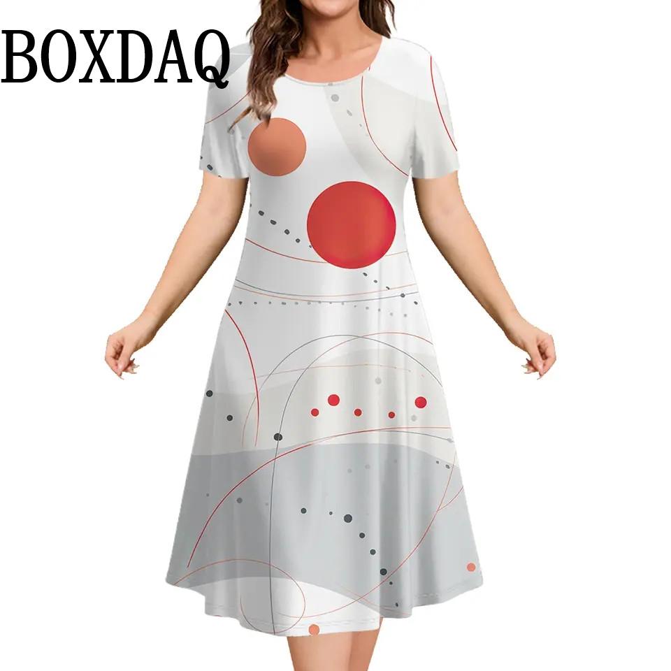 Женские платья с принтом в горошек, летняя одежда, короткие рукава, свободное платье больших размеров, модное элегантное женское уличное мини-платье