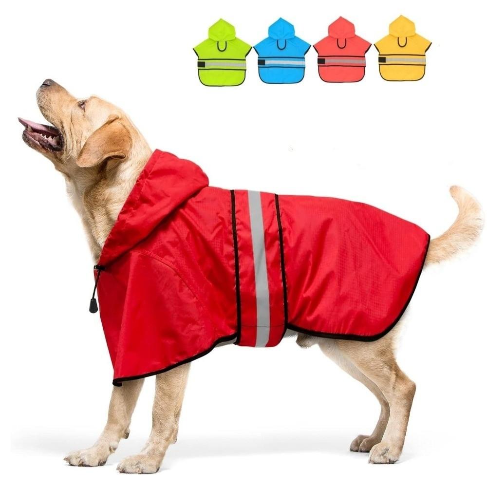Reflective Strip Dog Rain Cloak High Visibility Pet Fluorescent Clothes Labrador Retriever