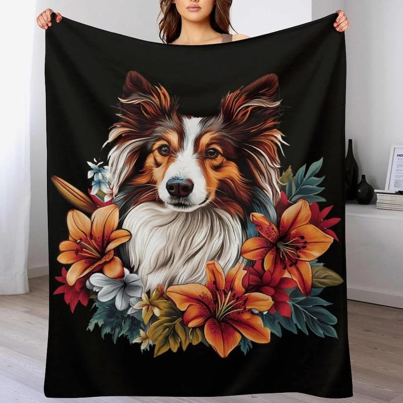 Shepherd dog design digitalprinted polyester Bedroom velvet flannel soft sofa cover blanket Fleece soft sofa cover blankets