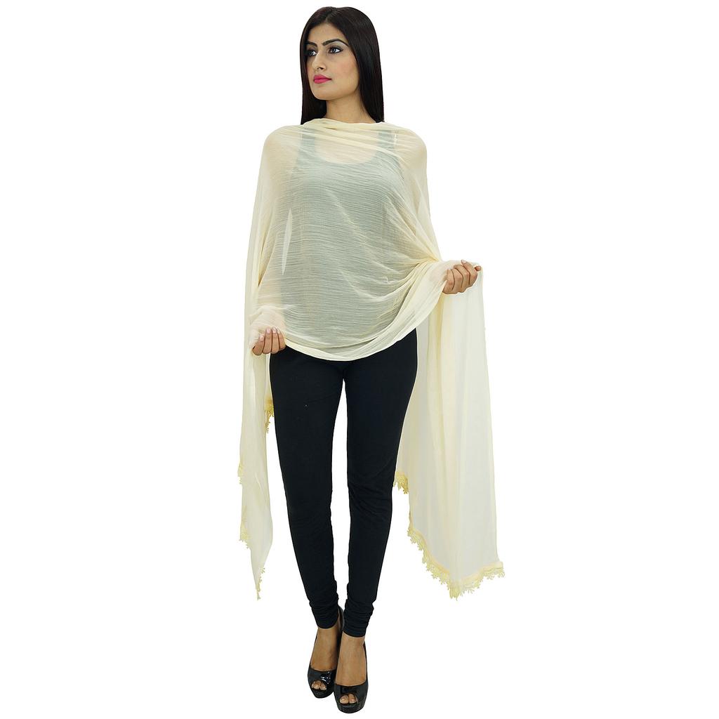 Chiffon Blend Dupatta Long Stole Women Neck Wrap Indian Scarves Chunni Beach