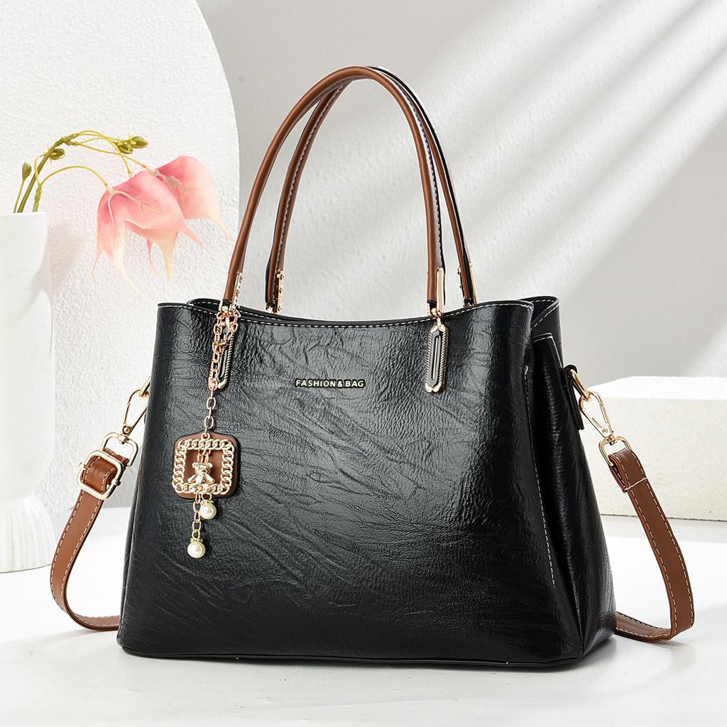Pu Tote Bag For Women With Contrast Color Design And Spacious Interior For Daily Use