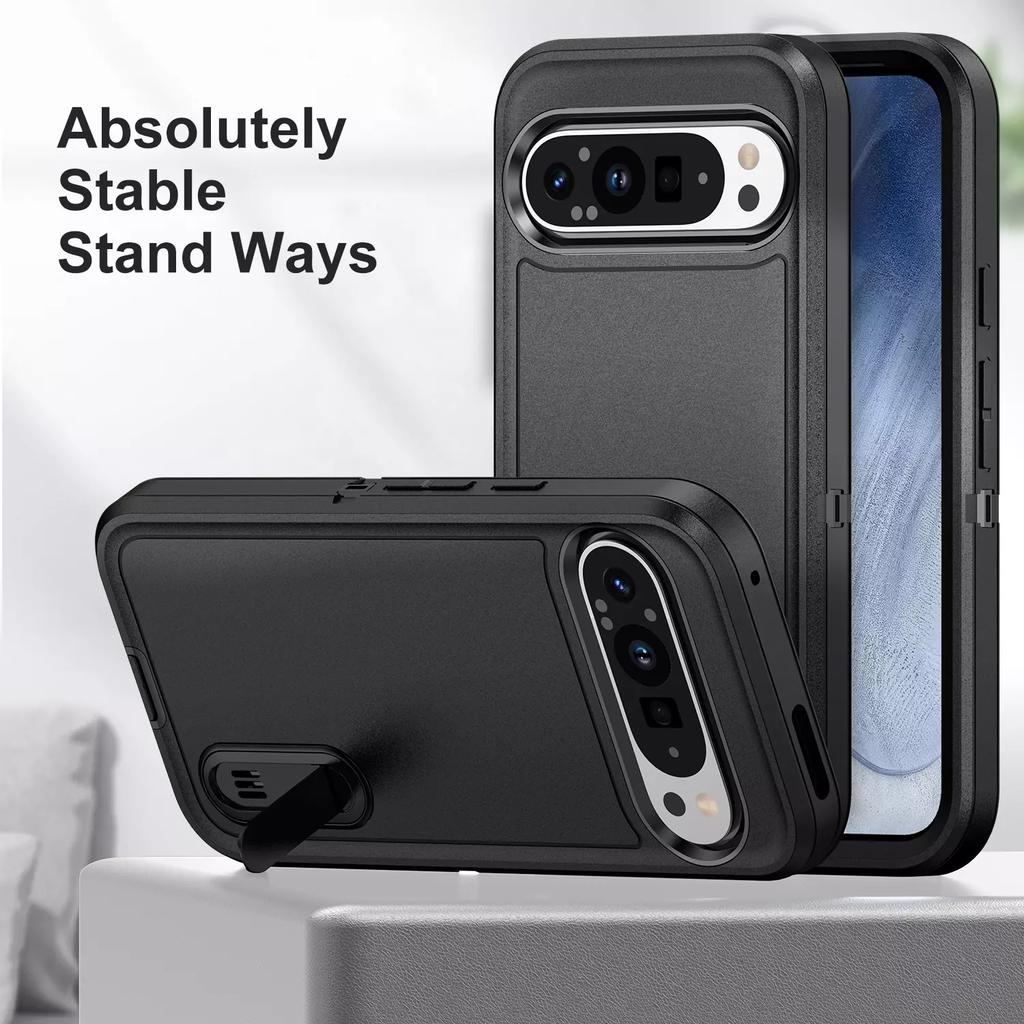 Прочный силиконовый чехол Heavy Armored для Google Pixel 9/9 Pro/9 Pro XL Heavy Duty Rugged Protective с подставкой, противоударный чехол