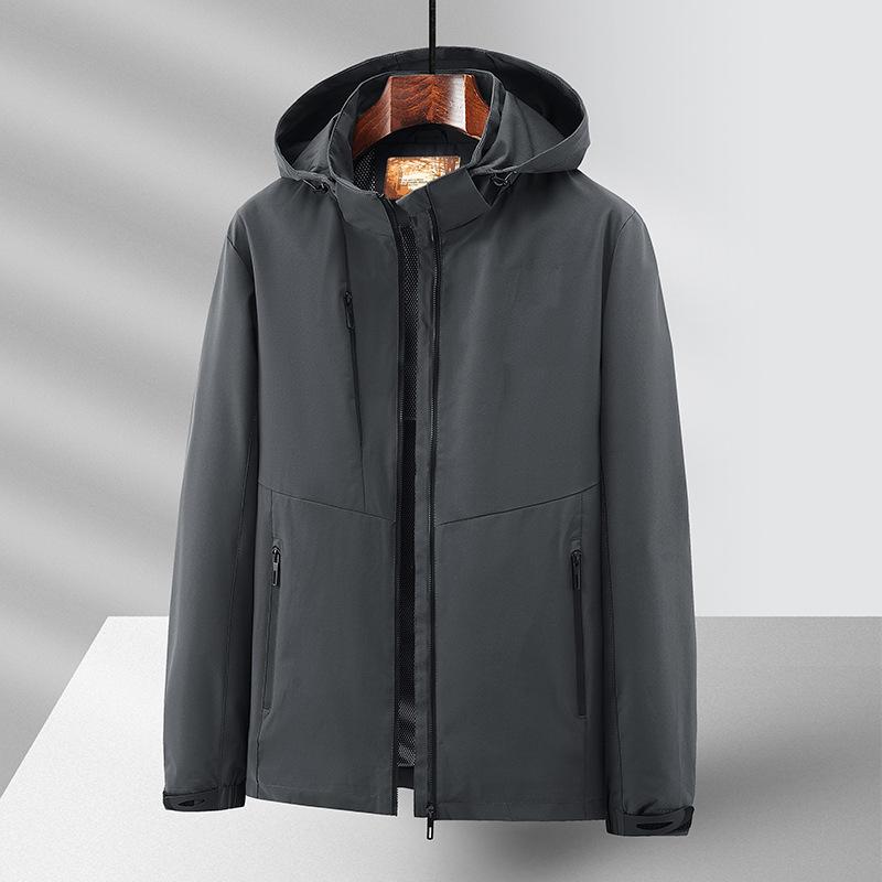 New Outdoor Jacket Men's Spring and Autumn Thin Four-sided Elastic Jacket Removable Hat Casual Jacket Tide