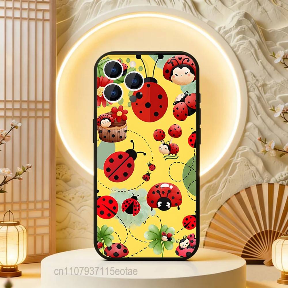 Насекомое Семиточечная божья коровка Для iPhone 12,16,13,14,15,17,11,Pro,Max,Plus,E,Air,Mini ТПУ Мягкий приятный для кожи чехол для телефона