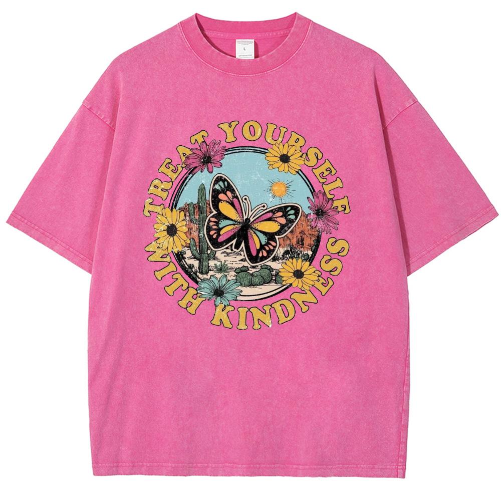 Футболка унисекс с принтом в виде бабочки и букв, свободный покрой, эластичный деним, короткий рукав, повседневный топ в стиле ретро для женщин