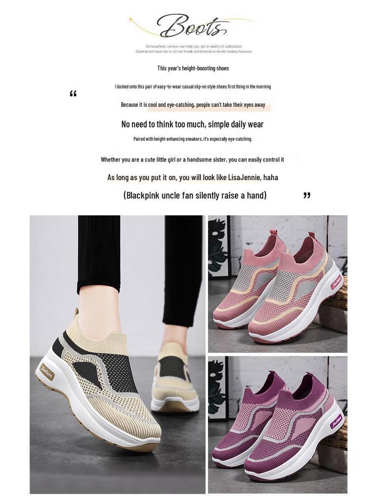 Женские европейские и американские слипоны на толстой подошве, увеличивающие рост, повседневные