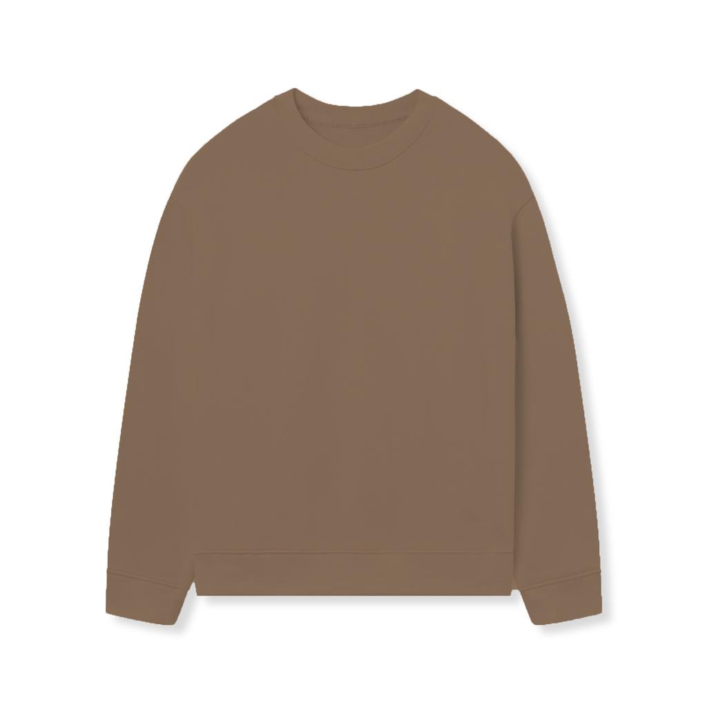 Fleece Lined Crewneck Sweatshirt Unisex Solid Color Drop Shoulder Warm Pullover Silver Fox Velvet Fall Winter