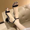 Fashion Women High Heel Sandals Summer Casual Female Shoes Woman Square Heel Open Toe Ankle Strap Ladies Sandalias Wedge Shoe 2024 New