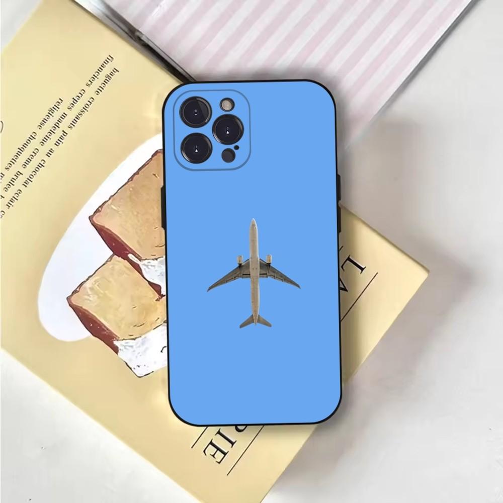 Чехол для телефона с изображением самолета Чехол для телефона для iPhone 16,15,14,13,12,11,Pro,X,XS,Max,XR,Plus,Mini Мягкий черный чехол
