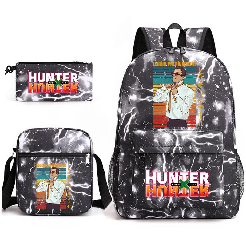 Рюкзак для студентов с принтом аниме Hunter x Hunter, повседневный рюкзак для мальчиков и девочек, набор из 3 предметов с пеналом