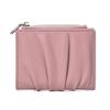 Trendy PU Leather Women Wallets Wrinkled Portable Card Holders Solid Color Money Bags