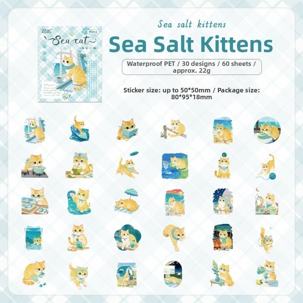 Cute Cartoon Style Stationery Stickers 60 Sheets Kitten Holiday Pet Stickers Scrapbooking