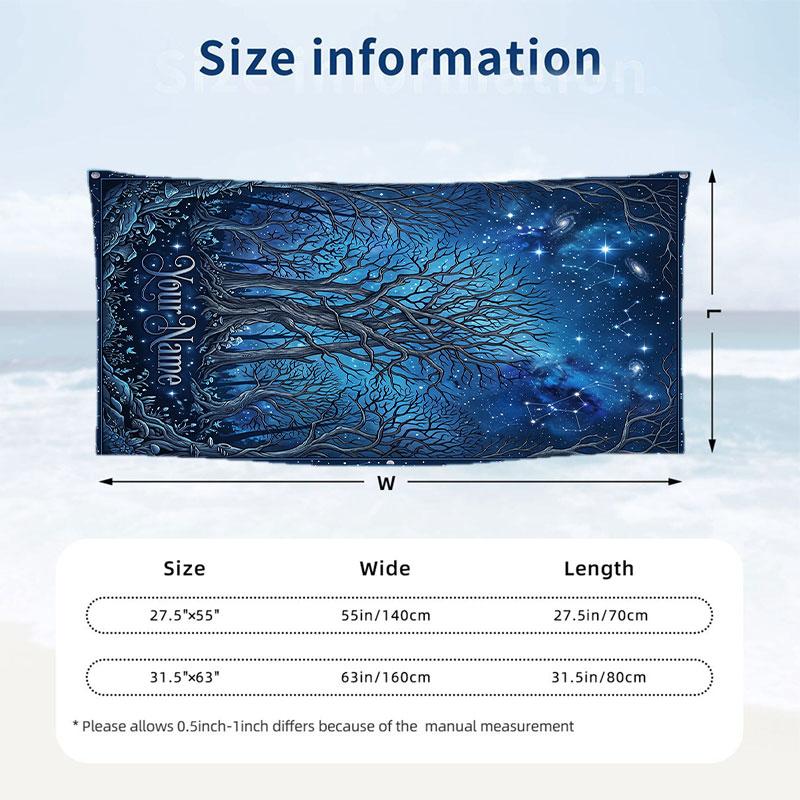 Starry Night Dreamscape 1 Theme Quick Dry Beach Towel Custom Name Text Print Large Sand Resistant Towel Beach Vacation