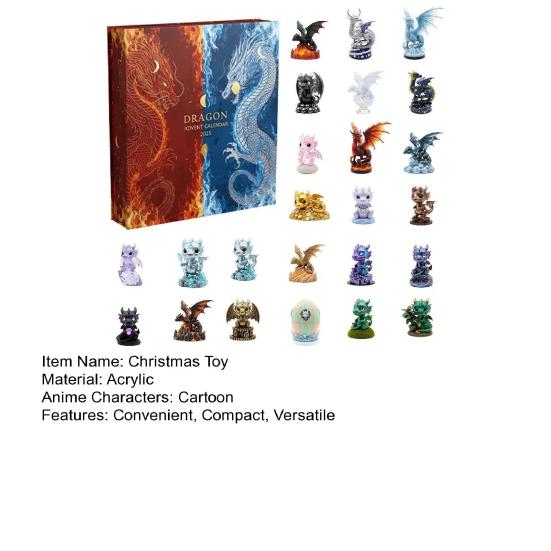 Адвент-календарь на тему драконов 2025 24 дня Акриловое украшение с сюрпризом Миниатюры Рождественский декор для обратного отсчета