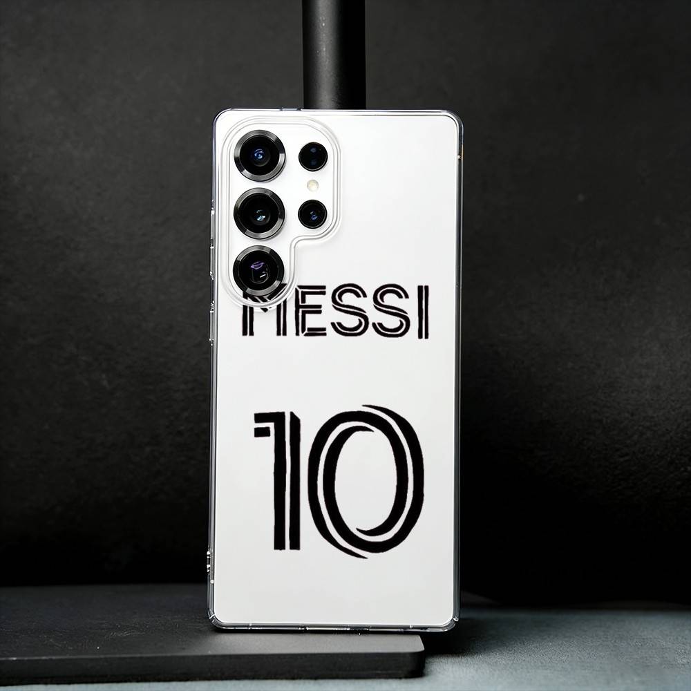 Футбольный чехол для телефона Messi 10 для Samsung S25, S24, S21, S22, S23, S30, Ultra, S20, Plus, Fe, Note, 10, 9, 5G Прозрачная крышка