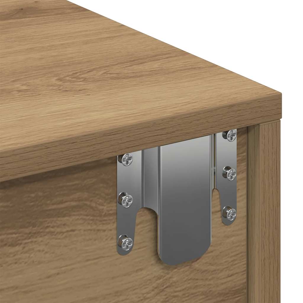 Wall Mounted Shelf with Drawers Artisan Oak Finish 60 x 26.5 x 15 cm