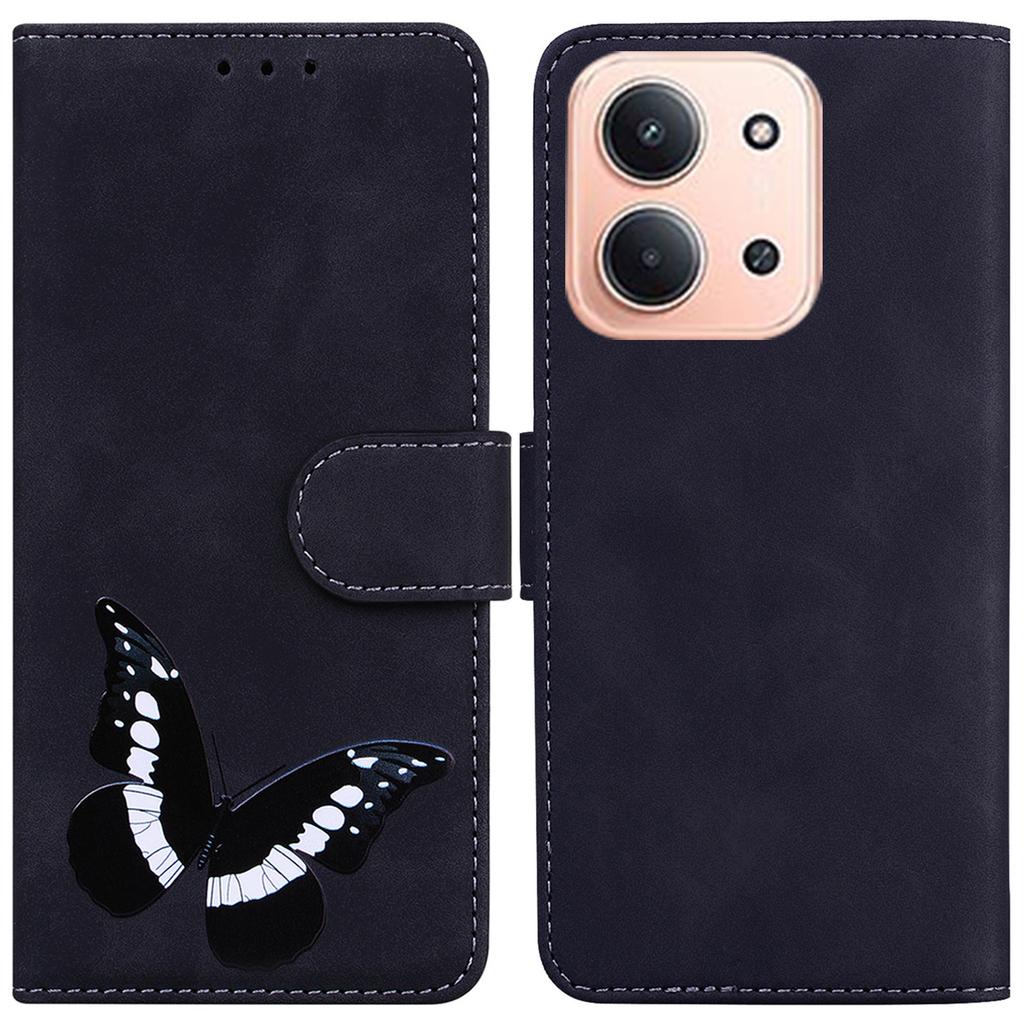 Для Xiaomi Redmi 15C 5G (США) (173мм)/15C 4G (США) (173мм) Чехол-подставка из искусственной кожи с принтом бабочек