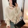 Spring and Autumn Pullover Winter New Loose and Versatile Gentle Temperament Hollow Out Lazy Knitted Sweater