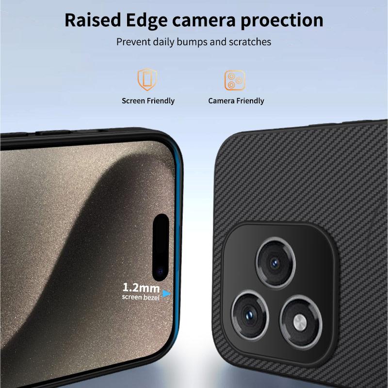 For Honor 400 Lite 5G Magnetic Case WANLONFENG TQ1 Series Carbon Fiber Texture PC TPU Phone Cover with 2Pcs Screen Films