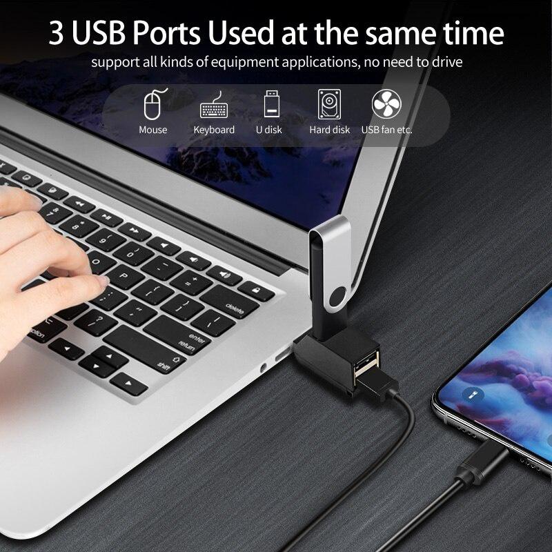3-портовый USB-концентратор-адаптер-удлинитель для ПК, ноутбука, мобильного телефона, USB-разветвитель, 3-стороннее зарядное устройство, дисковая док-станция для мыши ZPG