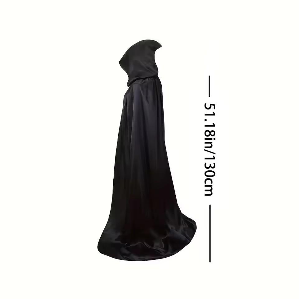Elegant Hooded Cloak for Halloween & Christmas Devil Witch Grim Reaper Costume Cape Unisex Adult & Kids Party Cosplay