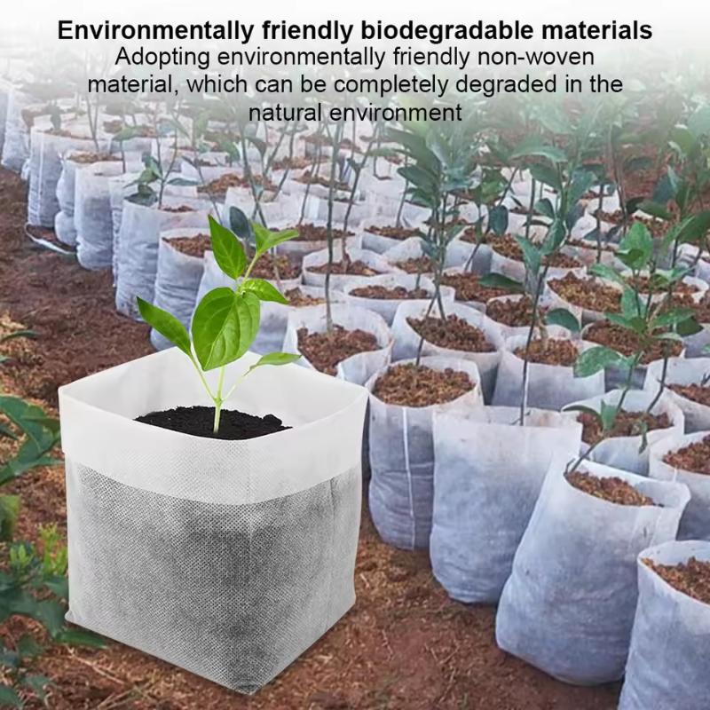 100 шт. Биоразлагаемые мешки для рассады, Нетканые мешки для выращивания растений, Тканевые горшочки для рассады, Мешочек для растений, Садовые принадлежности для дома