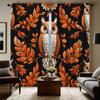 2 Pieces of Owl Decorated Curtain On HD Maple Leaf Branch Black Tie Digital Printed Curtain Home Decoration Style Decorated Livi