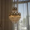Винтажный Французский Американский Стиль Латунный Хрустальный Люстра Полностью Медная Корона Спальня Прикроватная Полка Веранда Гостиная Гардеробная Светодиодная Подвесная Лампа