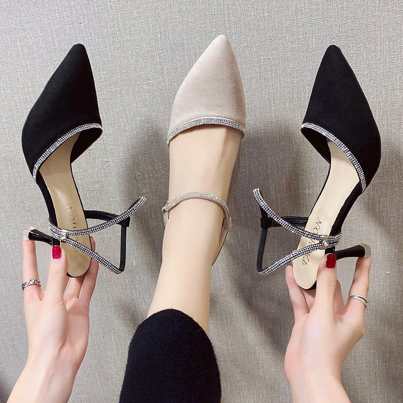 Блестящие кожаные женские босоножки с открытым носком и ремешком на пятке, элегантные женские туфли со стразами и ремешком на высоком каблуке для вечеринки