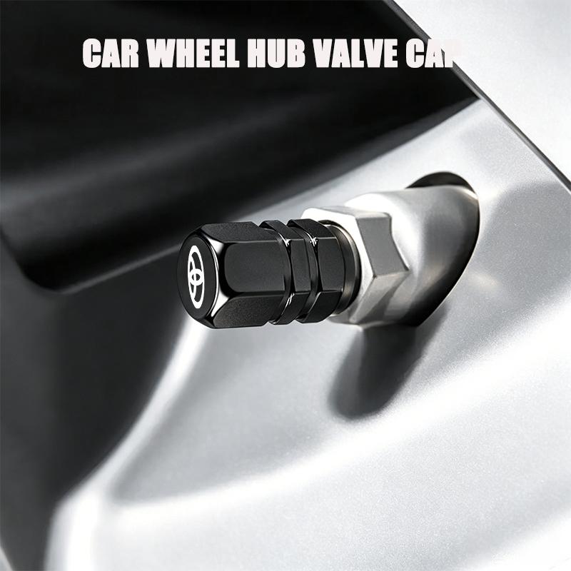 4Pcs Car Wheel Tire Air Valve Caps Stem Cover with Color Brand Logo For Toyota RAV4 Corolla Camry Frontier Supra C-HR Hilux Taco