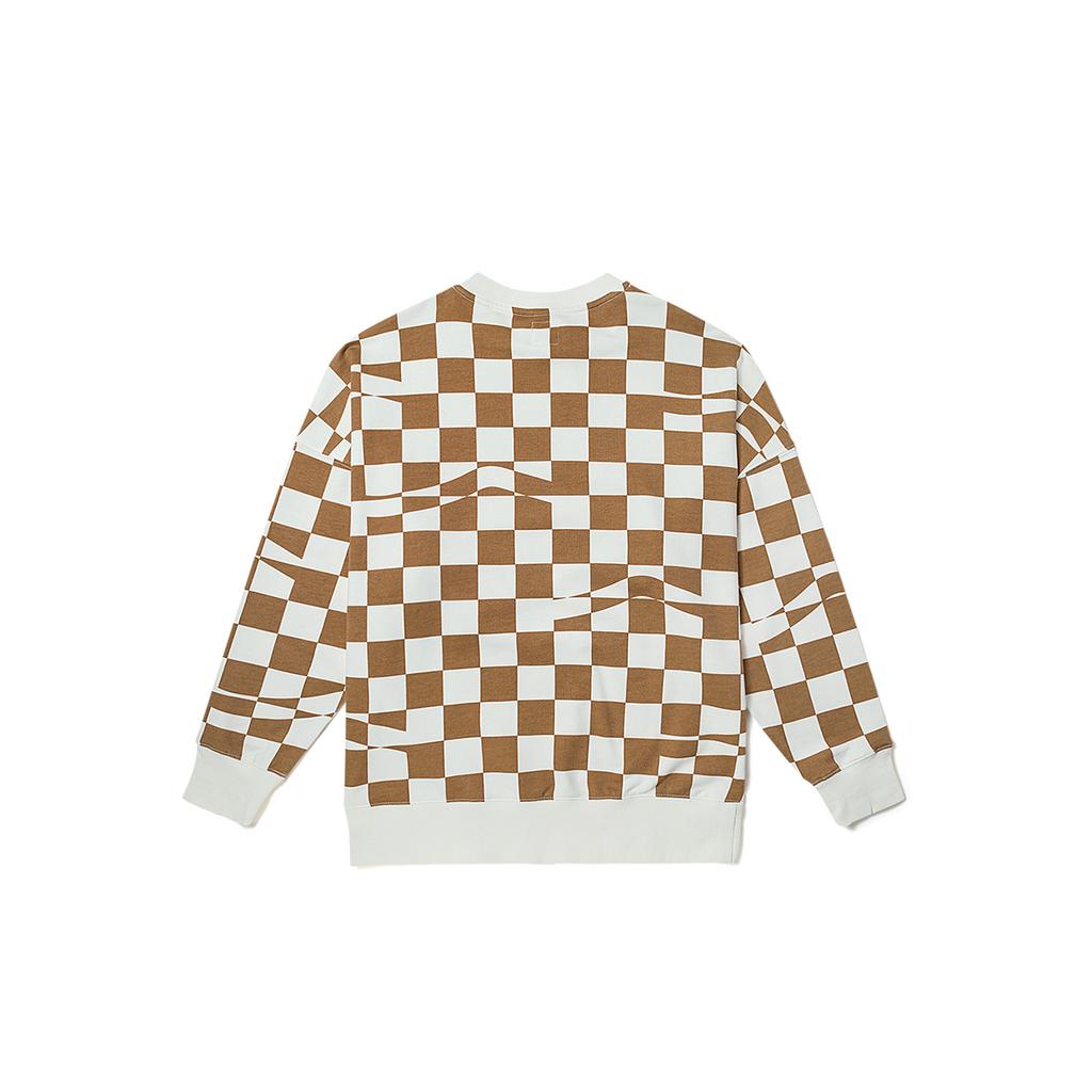 Vans Checkerboard Loose-Fit Crew Neck Sweatshirt Women Tops Cocoa-Brown-Checkerboard VN00091HC1L