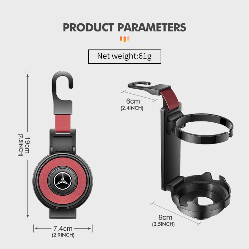 HCDS2 3-In-1 Cup Holder Hook Car Seat Multifunctional Seat Back Hook For Mercedes Benz W211 W124 W176 W177 C180 C200 C260 C300 GLC CLE
