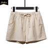 Cotton and Hemp Shorts Women's High-waisted Solid Color Linen Loose Three Points Summer Thin Casual Pants