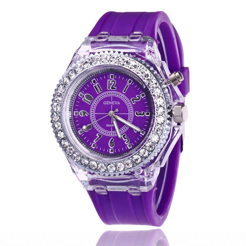 Fashion Rhinestone LED Luminous Watch for Women Outdoor Sports Digital Woman Wirstwatch Clock