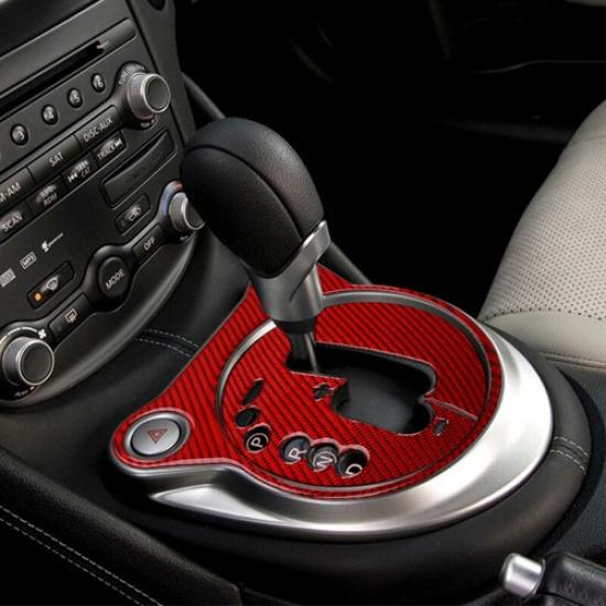 2x Red Carbon Fiber Car Central Automatic Gear Shift Sticker For Nissan 370Z LHD