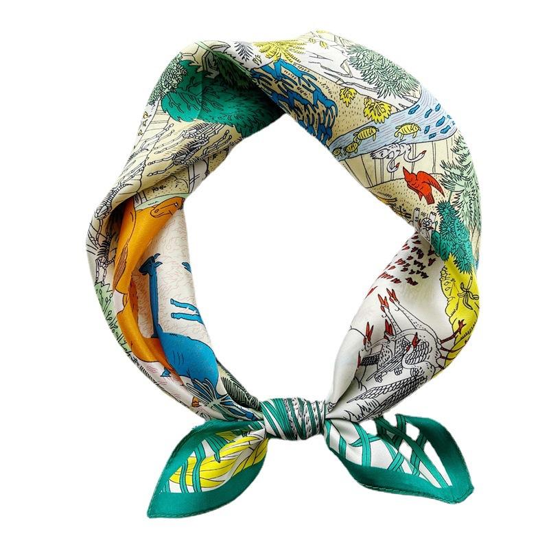 53*53cm Square Silk Scarf Women's Fashion Printed Small Neck Scarf Office Women's Hair Belt Folar Handkerchief Women's Handkerchief Scarf