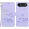 For iPhone 17 Air Case RFID Blocking Kitten Pattern TPU+PU Leather Phone Cover with Wrist Strap