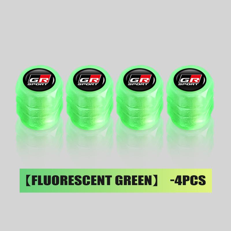 For Toyota ew12For Toyota Car Fluorescent Green Glowing Luminous Valve Stem Caps GRsport Yaris Corolla Rav4 CHR Auris Cruiser Highlander