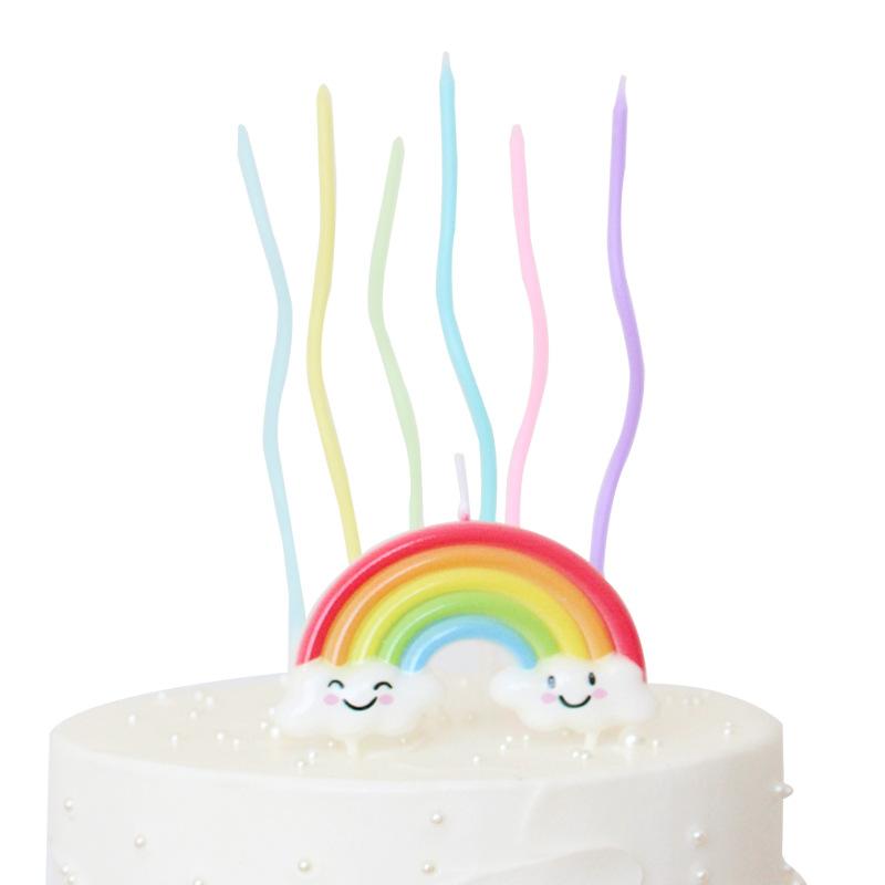 Ins Wind Romance Rainbow Memory Frozen Candle Set Creative Party Baking Like Spiral Colored Candle