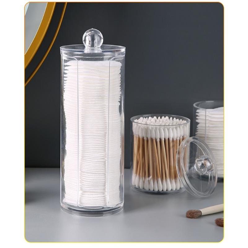 Transparent Cotton Swab Storage Box Makeup Organizer Acrylic Storage Box Cotton Swab Cosmetic Box Bathroom Bedroom Storage