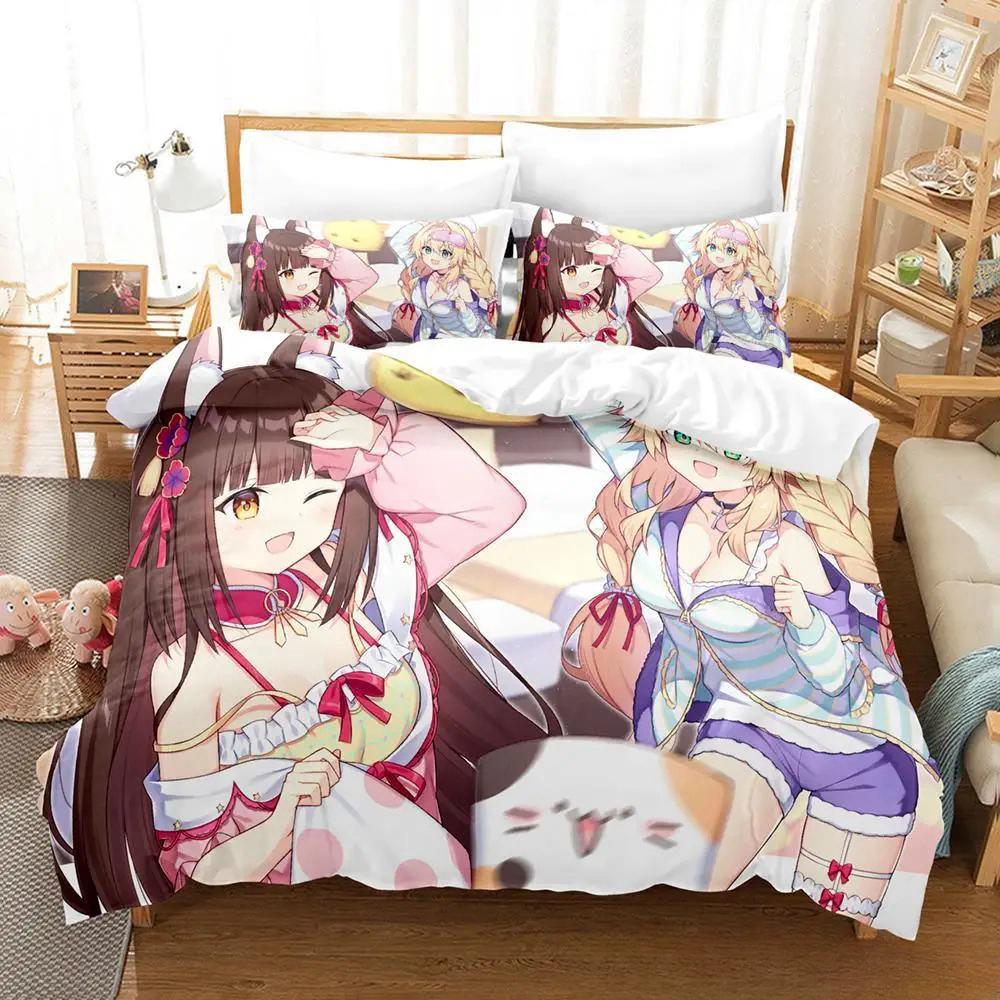 Аниме Kawaii Girl NEKOPARA Комплект постельного белья Single Twin Full Queen King Size Комплект постельного белья Adult Kid Спальня Пододеяльник Наборы Домашний Текстиль