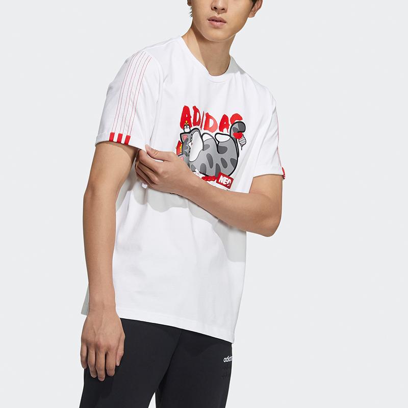adidas Neo CNY Series M Cny Ww Футболка Повседневная спортивная футболка с круглым вырезом с коротким рукавом Мужские топы белые GP5746