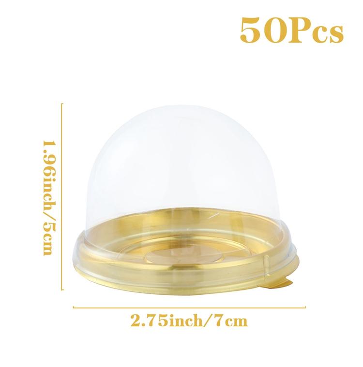 50pcs Transparent Cake Box Container Transparent Cupcake Dome Pastry Baking Packaging Boxes Wedding Party Supplies Gifts Decor