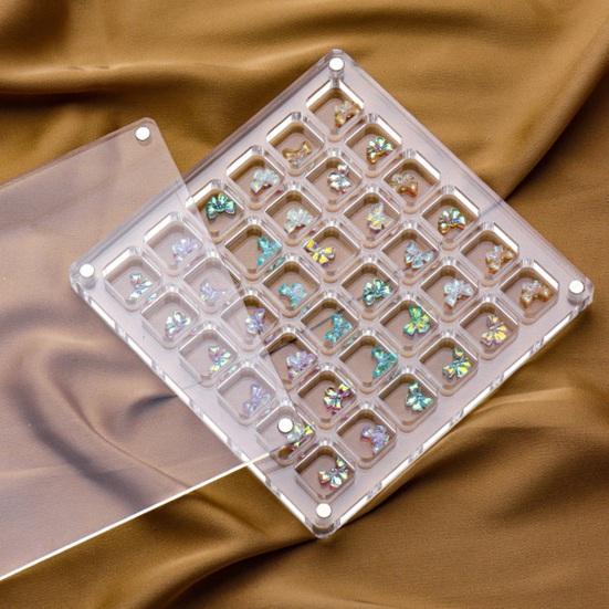 Акриловый органайзер для ногтей со стразами, сетка для хранения, легкий доступ, прозрачная коробка, инструмент, экологически чистые стразы для ногтей