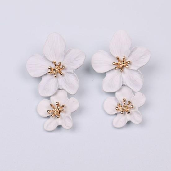 1 Pair Colorful Flower Stud Earrings Matte Bright Color Elegant Nonallergic Sweet Flower