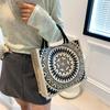 Tote Bag Ethnic Style Handbag Canvas Embroidery Shoulder Bag Geometric Cloth Bag  Storage Bag