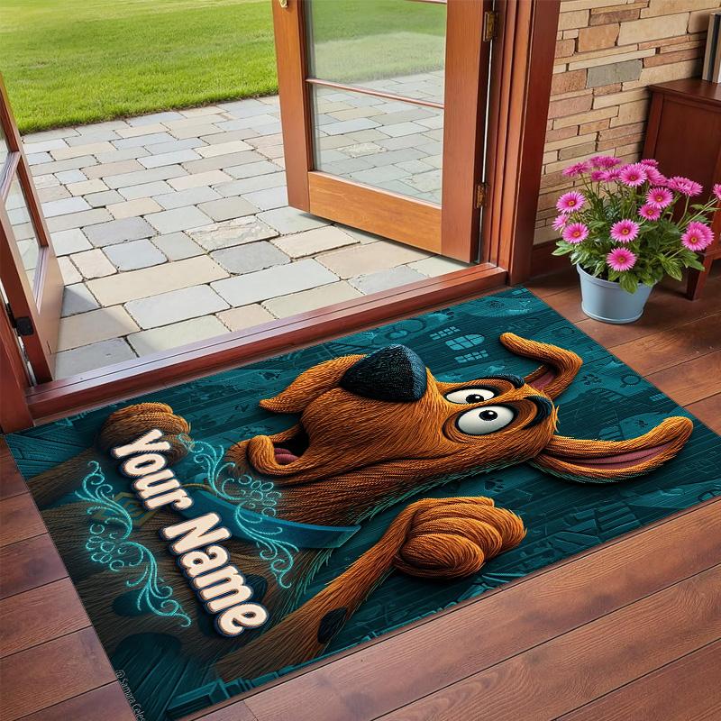 Crystal Velvet Rug Custom Name Text, Soft Non Slip Floor Mat Home DecorScooby-Doo