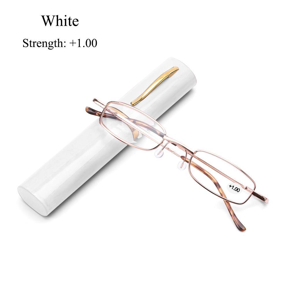 Spring Hinge Small Compact Eyeglass Reading Glasses Presbyopic Glasses with Pen Tube Case Portable