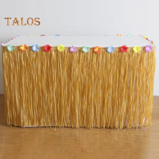 Юбка для стола в гавайском стиле, водонепроницаемая, тропическая, луау, красочная, с кисточками, для стола, летняя, пляжная, тематическая, алоха, вечеринка, украшение