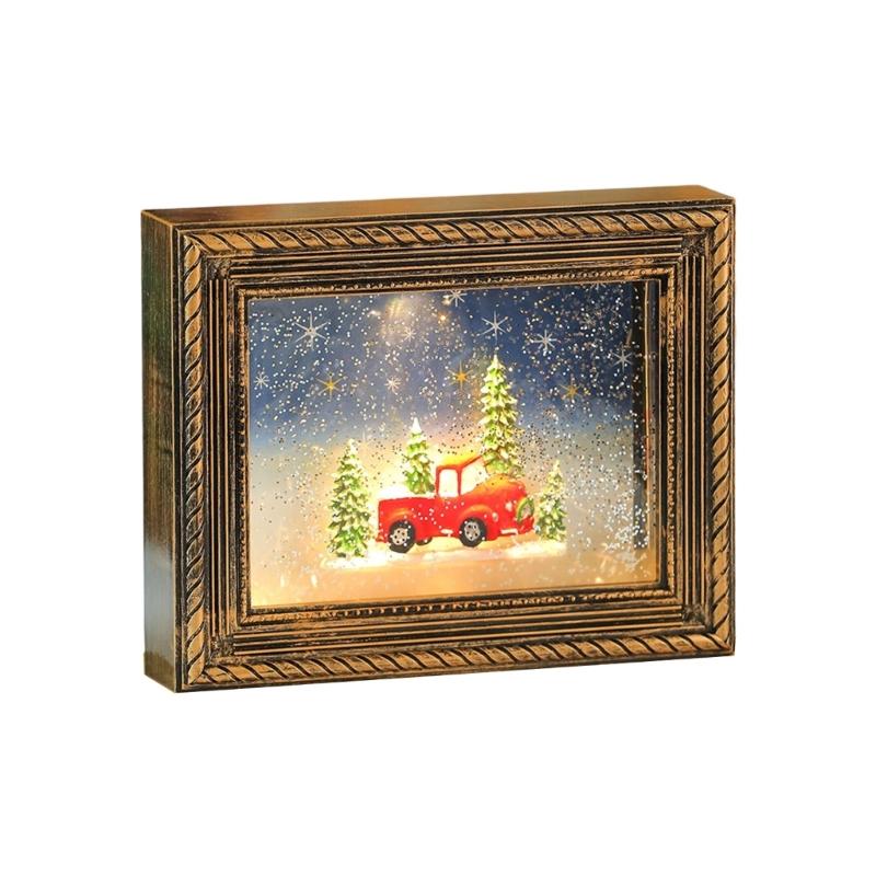 Festival Memory Showcases Combining Rotating Snow Effect Battery Power Melodies Player And Shatterproof Frame Structure